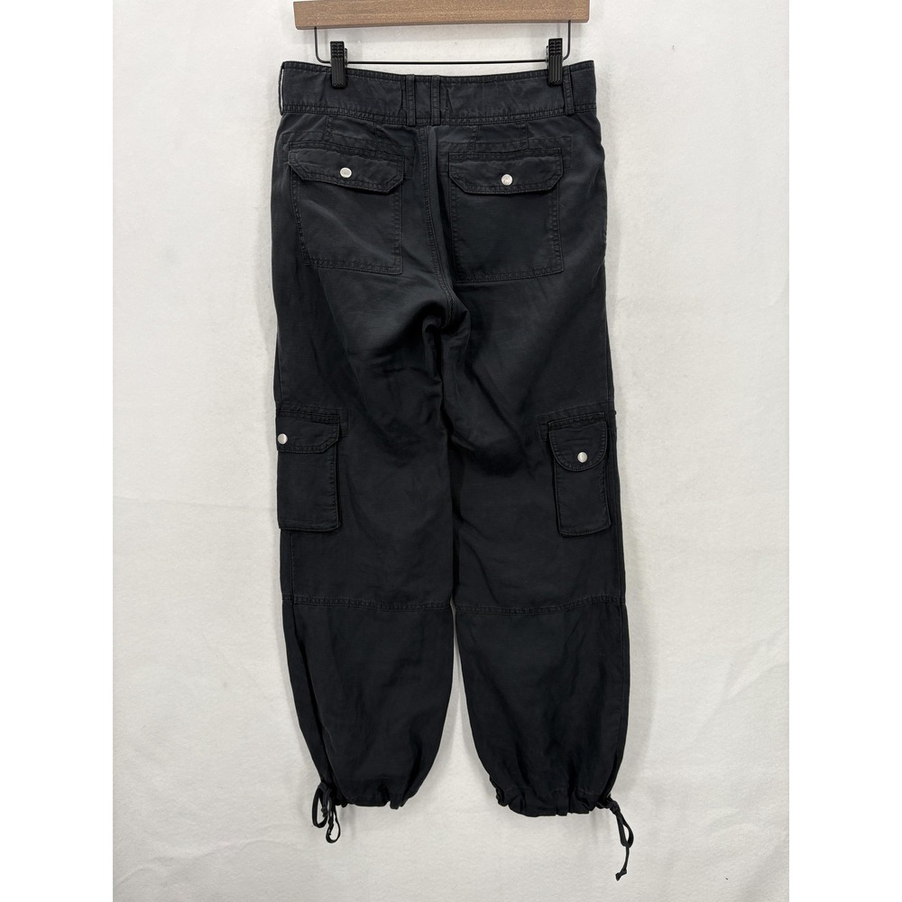 Anthropologie Aviator Cargo Pants Womens 2 Black Linen Blend Utility Taper Camp - Picture 14 of 15